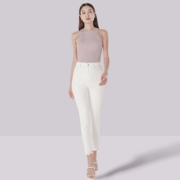 GARAGE White Retro High Rise Skinny Fringe Jeans - Picture 5 of 16